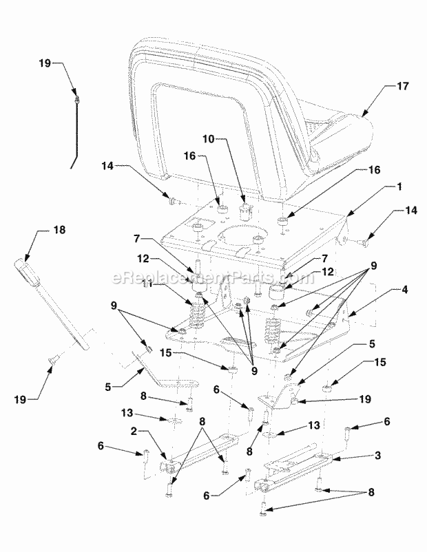 Seat Diagram and Parts List for 5264DE 54AE546-710, 54BE546-710 Cub Cadet Lawn Tractor